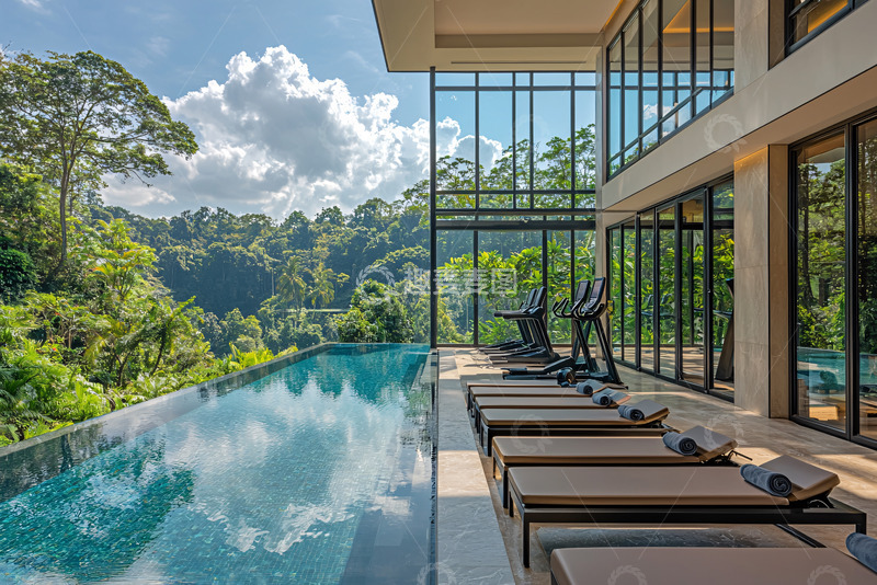高清大图下载【趣麦麦图】现代泳池别墅景观