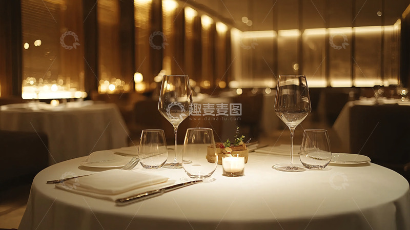 高清大图下载【趣麦麦图】精致餐厅的餐桌摆设