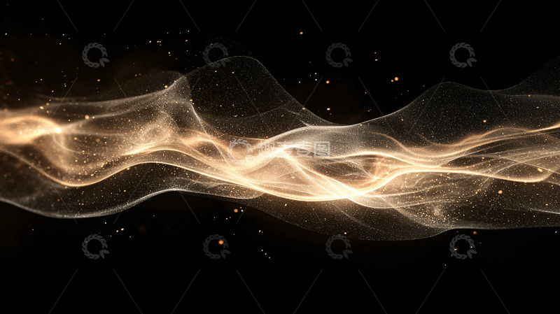 高清大图下载【趣麦麦图】金色光芒流动丝带