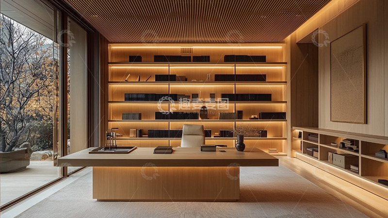 高清大图下载【趣麦麦图】现代简约书房设计