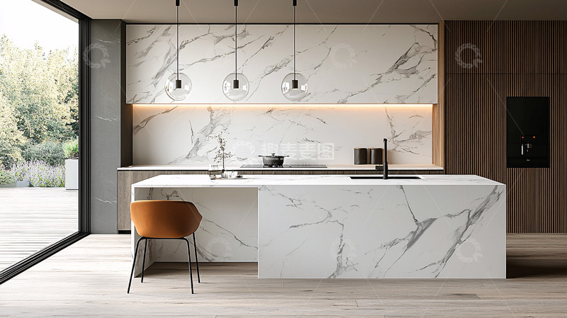 高清大图下载【趣麦麦图】现代简约大理石厨房