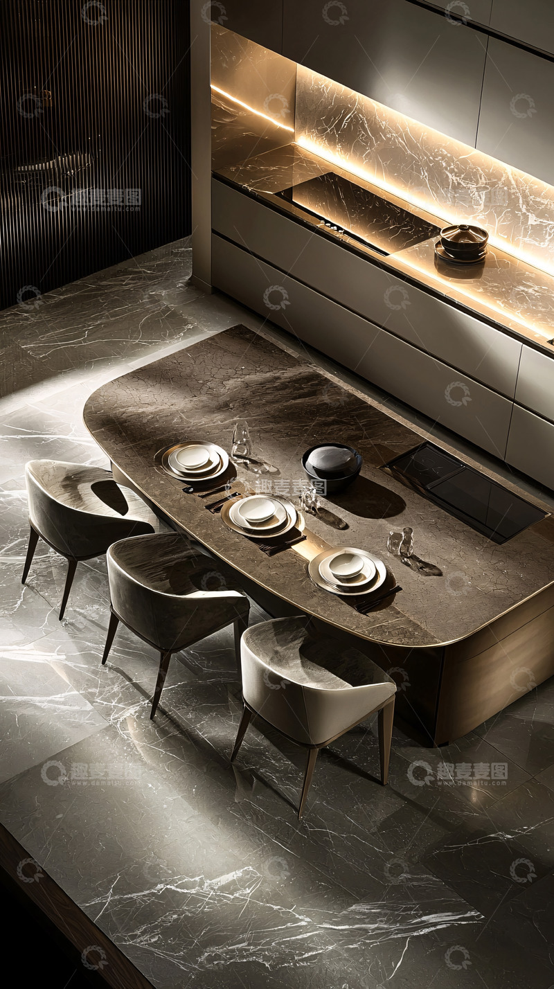 高清大图下载【趣麦麦图】现代极简风格开放式厨房