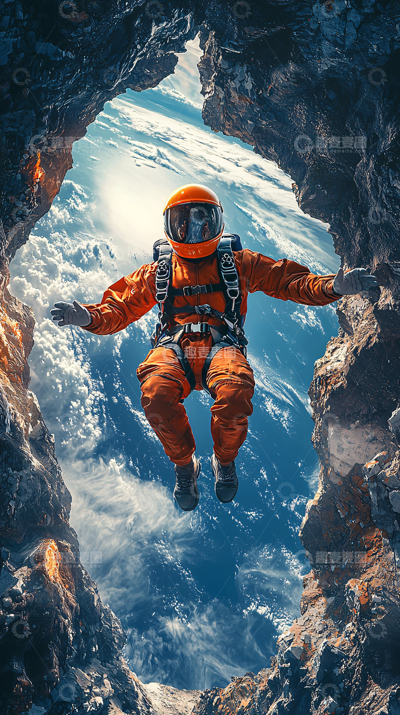 高清大图下载【趣麦麦图】宇航员太空跳跃