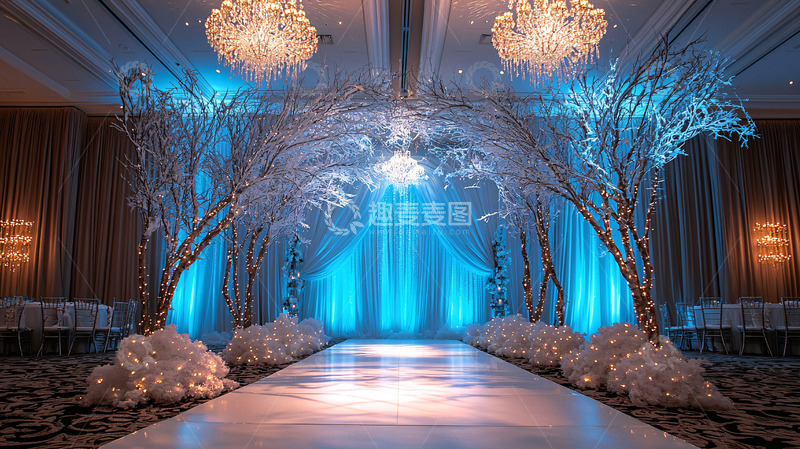 高清大图下载【趣麦麦图】室内婚礼场景蓝色光