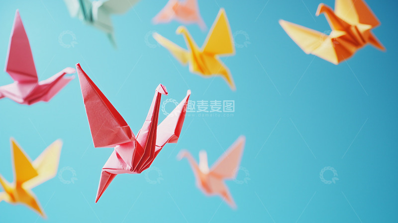 高清大图下载【趣麦麦图】彩色纸鹤