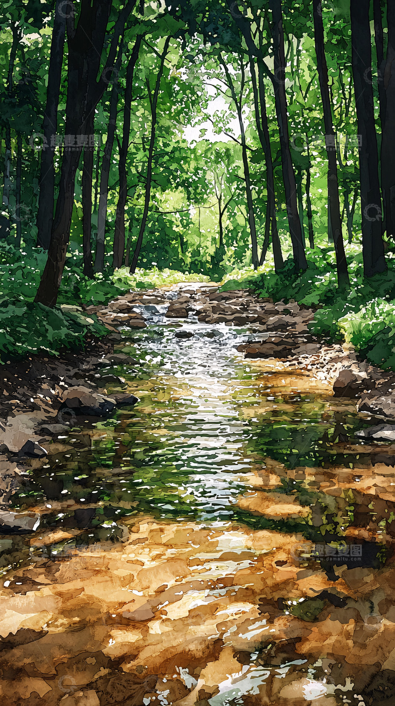 高清大图下载【趣麦麦图】森林溪流