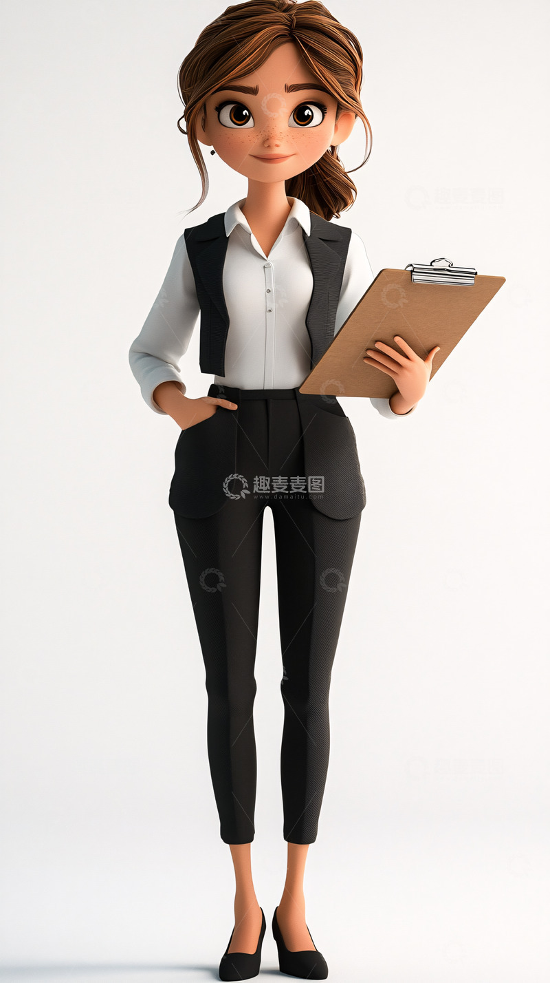 高清大图下载【趣麦麦图】卡通商务女性