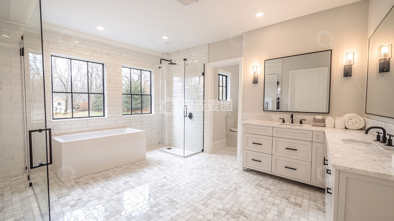 高清大图下载【趣麦麦图】现代风格的白色浴室