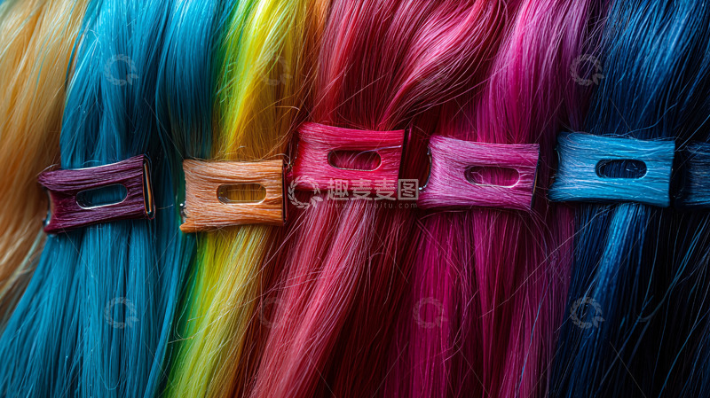 高清大图下载【趣麦麦图】彩色发丝样品卡