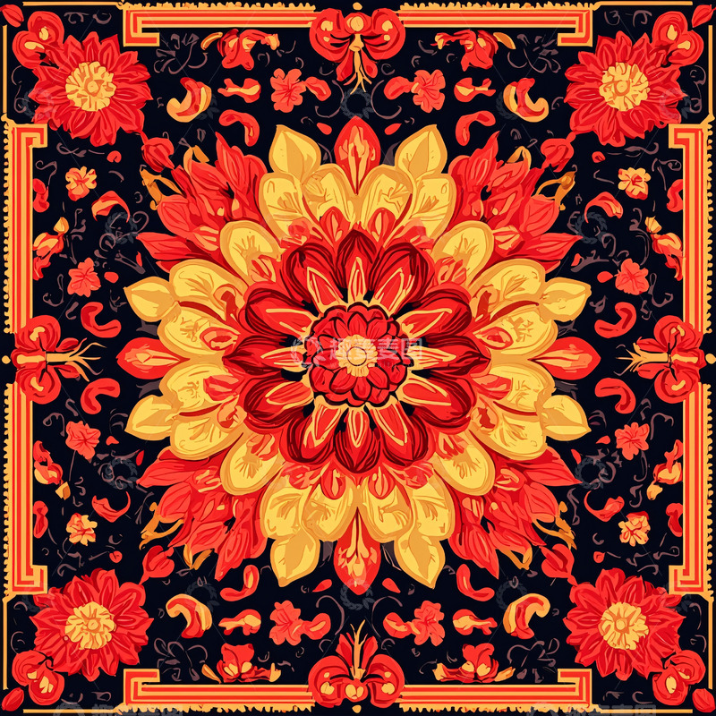 高清大图下载【趣麦麦图】复古花卉图案