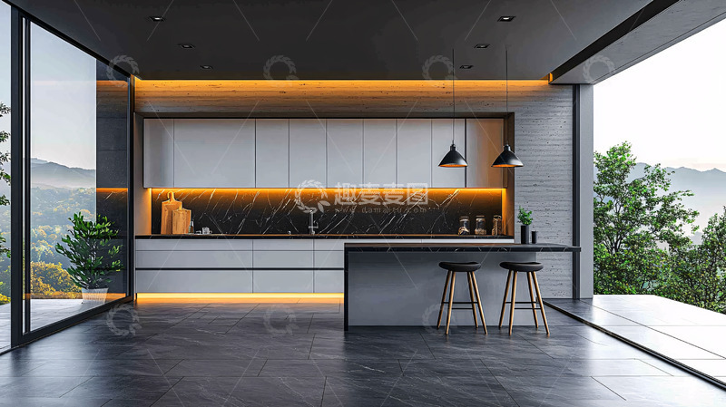 高清大图下载【趣麦麦图】现代极简风格厨房