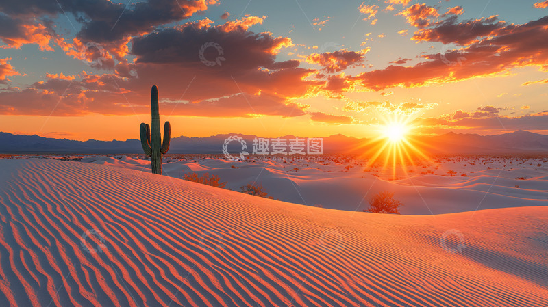 高清大图下载【趣麦麦图】沙漠日落