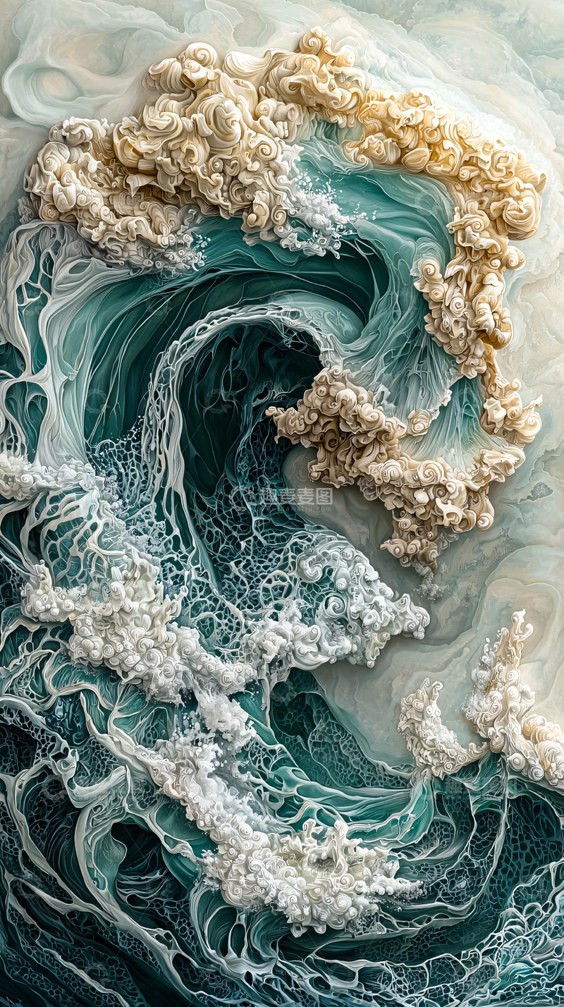 高清大图下载【趣麦麦图】海浪翻涌的抽象画