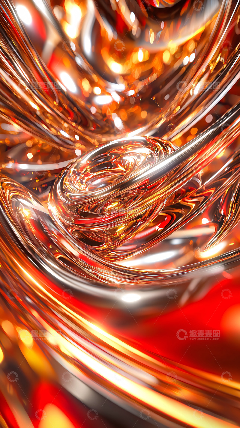 高清大图下载【趣麦麦图】流体金属质感抽象背景