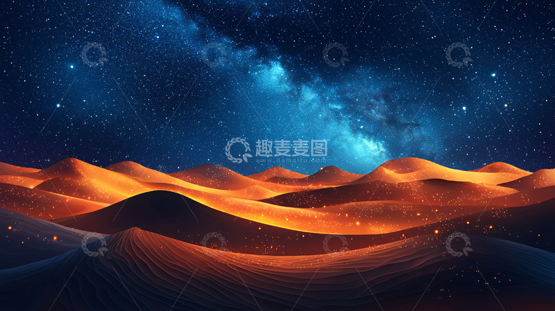 高清大图下载【趣麦麦图】沙漠星空