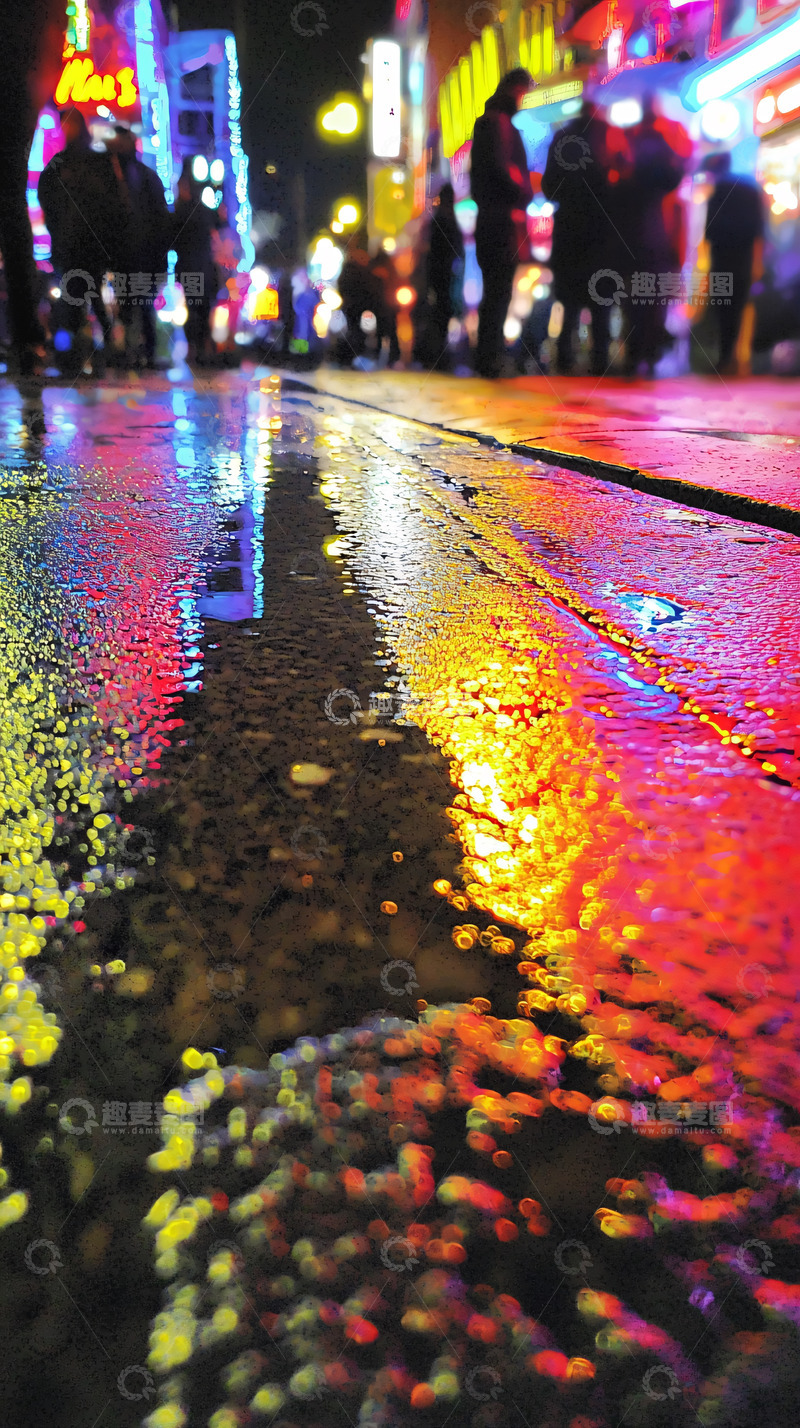高清大图下载【趣麦麦图】雨夜街景
