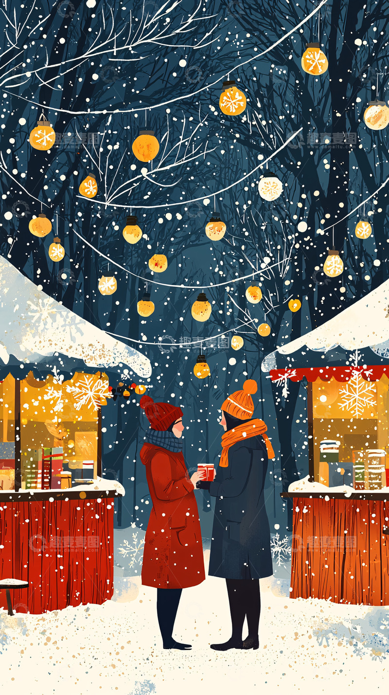 高清大图下载【趣麦麦图】冬季圣诞集市