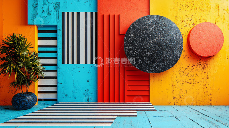 高清大图下载【趣麦麦图】鲜艳几何形状组合