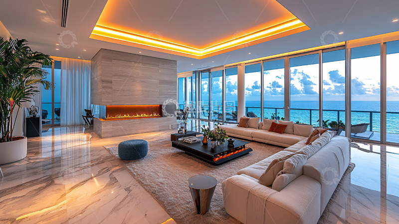 高清大图下载【趣麦麦图】海景豪宅客厅