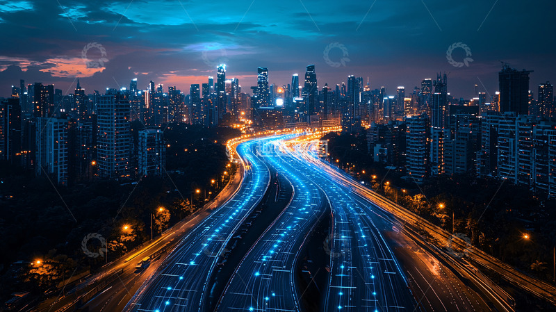 高清大图下载【趣麦麦图】夜景城市高速公路