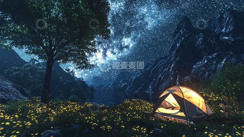 高清大图下载【趣麦麦图】星空下帐篷