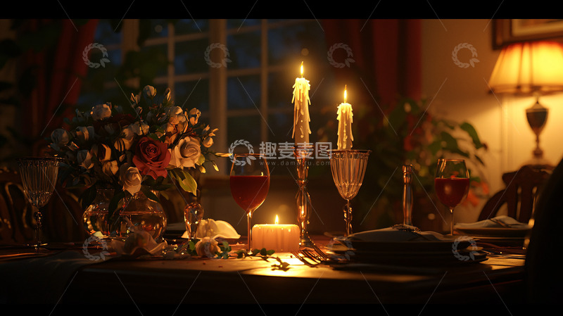 高清大图下载【趣麦麦图】浪漫烛光晚餐