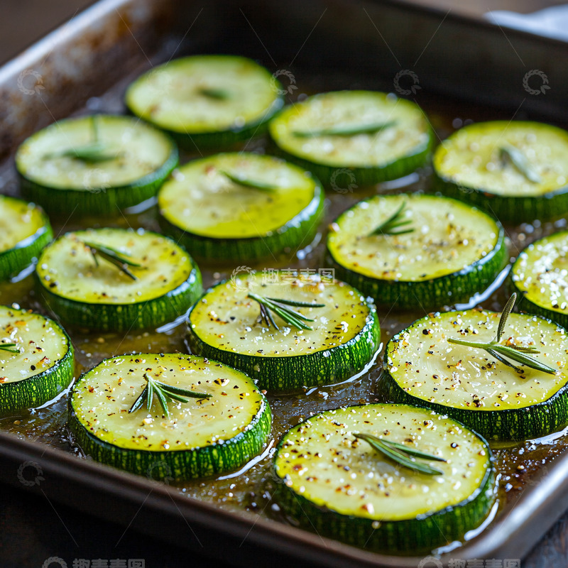 高清大图下载【趣麦麦图】烤箱烤制西葫芦切片