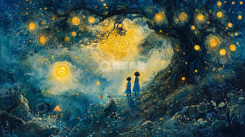 高清大图下载【趣麦麦图】梦幻星空树