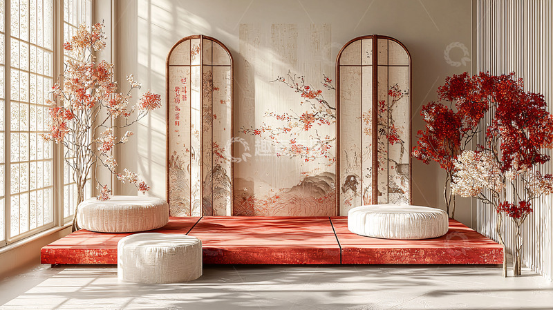 高清大图下载【趣麦麦图】日式轻奢红棕色背景