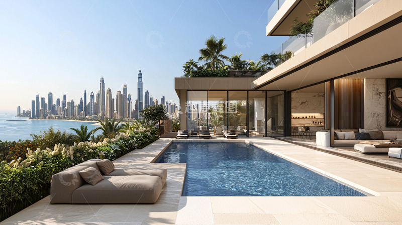 高清大图下载【趣麦麦图】海景别墅泳池花园