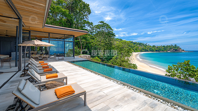 高清大图下载【趣麦麦图】海景别墅泳池度假