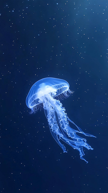 深海蓝光水母高清图片
