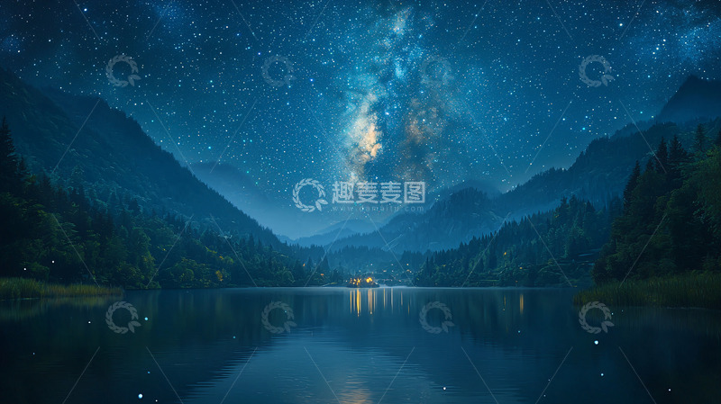 高清大图下载【趣麦麦图】星空下的湖泊