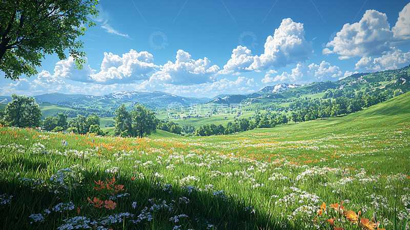 高清大图下载【趣麦麦图】阳光明媚的绿色山谷