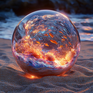 海滩上的梦幻水晶球