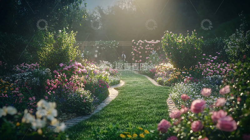 高清大图下载【趣麦麦图】清晨花园小径