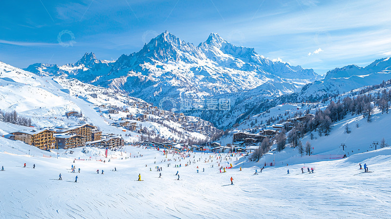 高清大图下载【趣麦麦图】雪山滑雪度假村