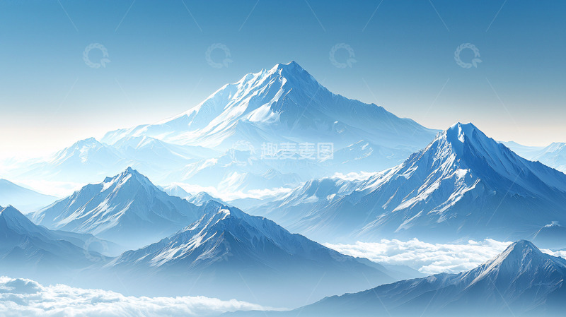 高清大图下载【趣麦麦图】极寒雪山壮丽景色