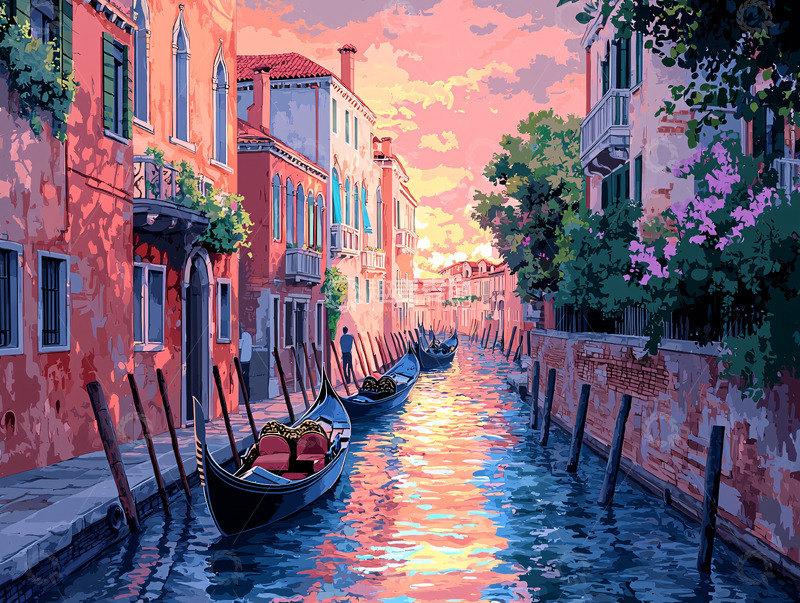 高清大图下载【趣麦麦图】威尼斯运河傍晚景色