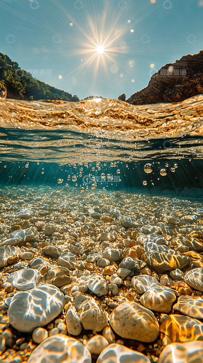 高清大图下载【趣麦麦图】水下石头阳光明媚