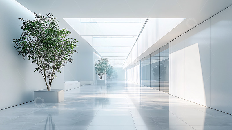 高清大图下载【趣麦麦图】现代简约白色长廊