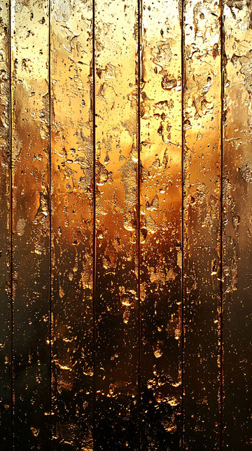 金色液体流淌在垂直表面