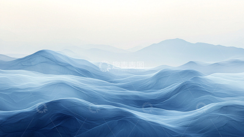 高清大图下载【趣麦麦图】蓝调山峦朦胧意境