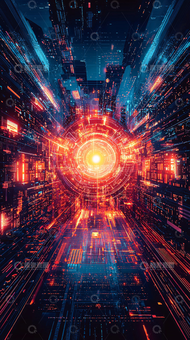 高清大图下载【趣麦麦图】未来科技感城市隧道