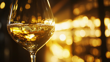 酒杯里的白葡萄酒