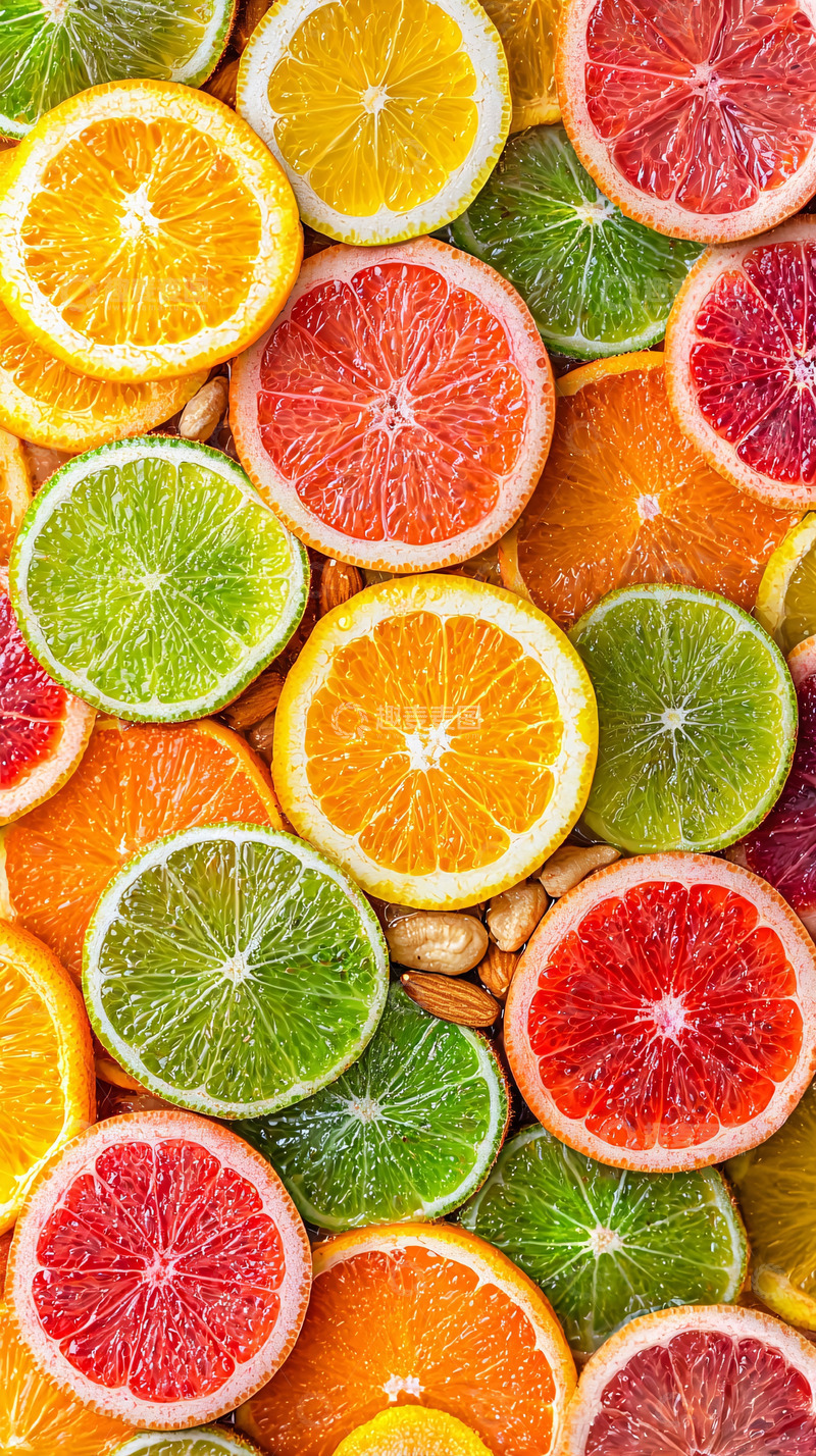 高清大图下载【趣麦麦图】柑橘类水果切片背景
