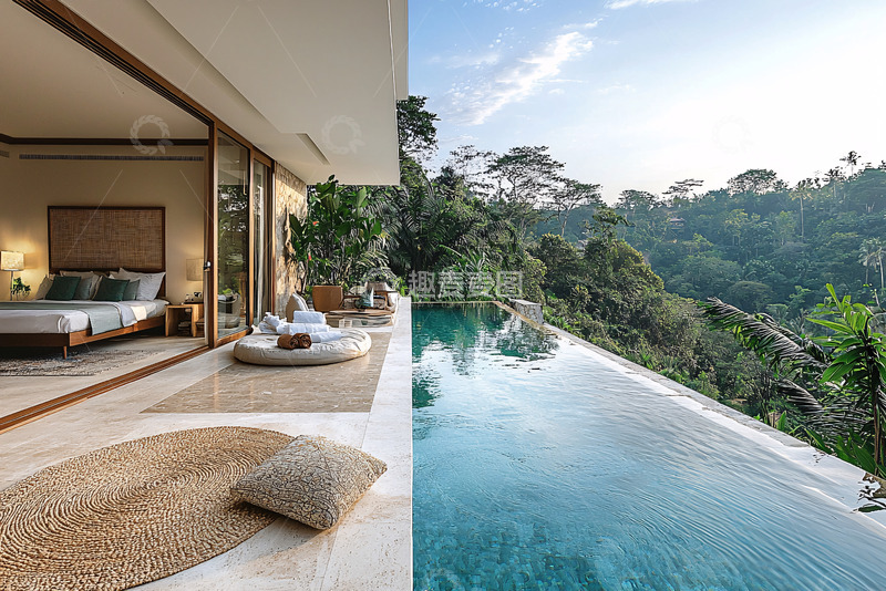 高清大图下载【趣麦麦图】巴厘岛别墅泳池景观