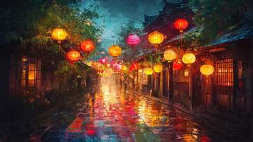 雨夜古镇
