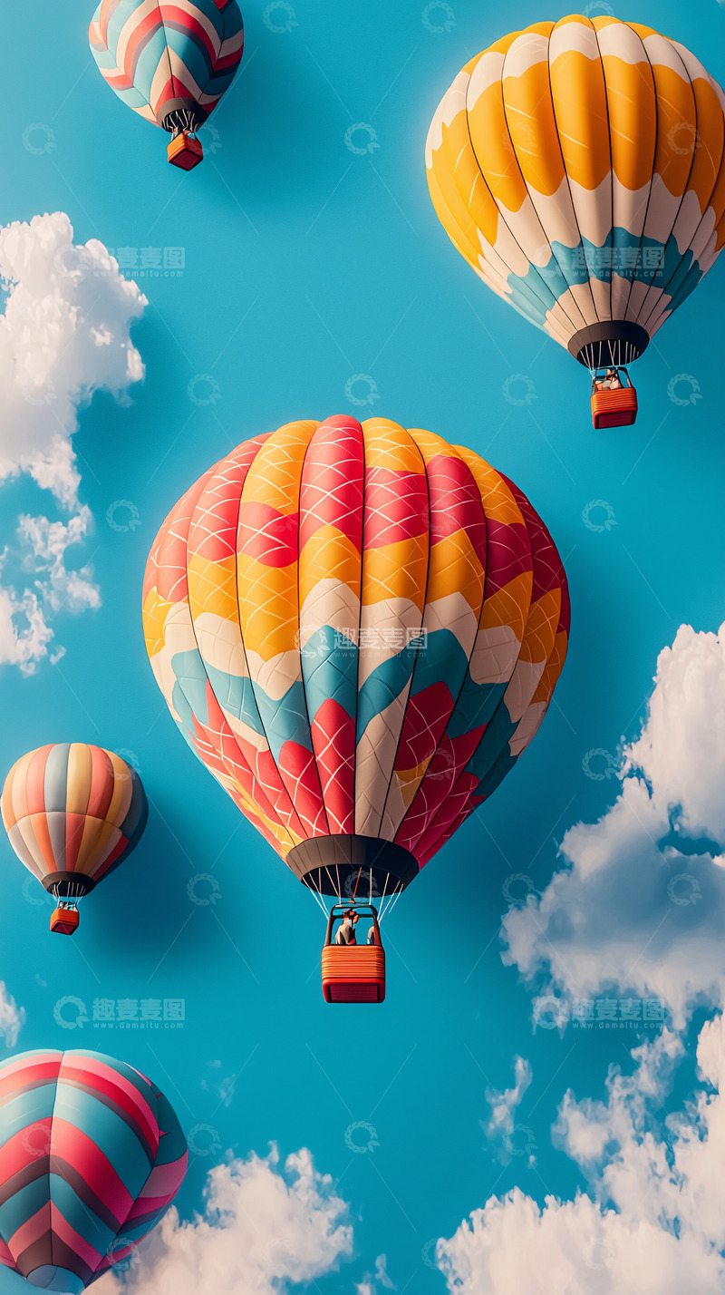 高清大图下载【趣麦麦图】彩色热气球