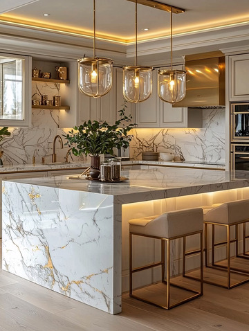 轻奢风大理石厨房岛台